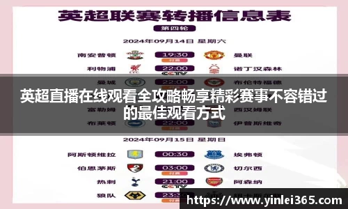 英超直播在线观看全攻略畅享精彩赛事不容错过的最佳观看方式